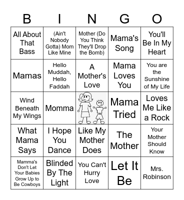 Mom Bingo Card