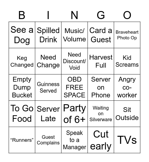 OBD Bingo Card