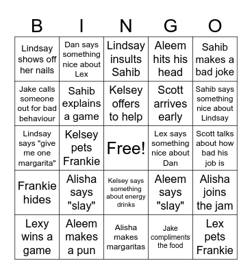 Friendship Bingo Card