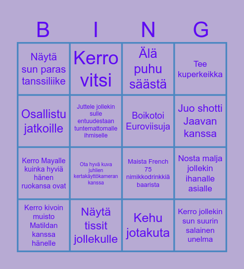 Valmistujaissynttäribingo Card