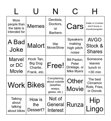 Luchables Bingo Card