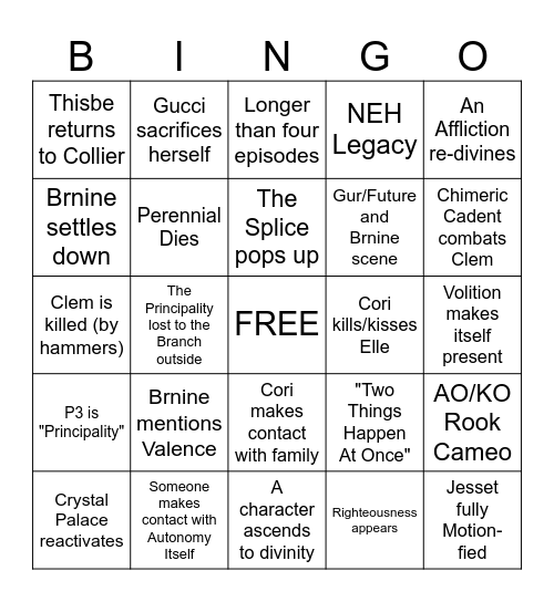 A PALETTE OF COLORS Bingo Card