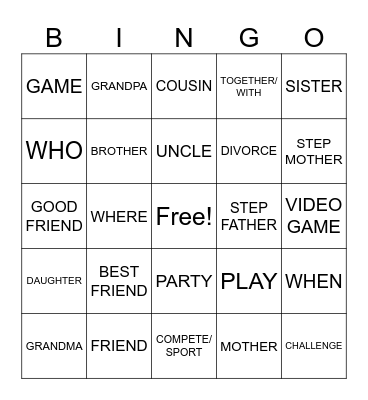 ASL Family BINGO Card