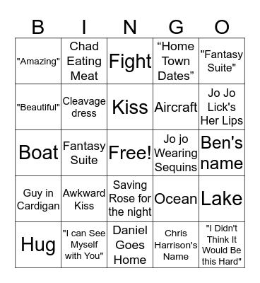 BACHELORETTE JO JO Bingo Card