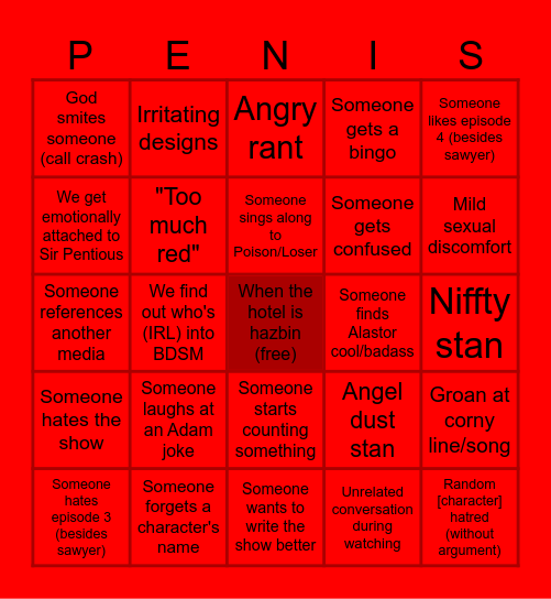 BLOOD IS FUEL (hazbin hotel gang) Bingo Card