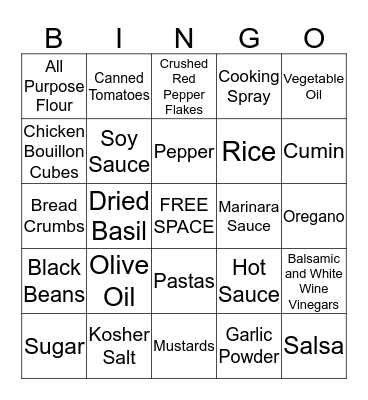 PANTRY BASICS BINGO Card