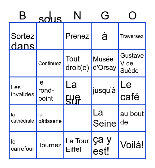 Naviguez Paris Bingo Card