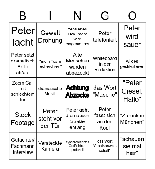 Achtung Abzocke Bingo Card