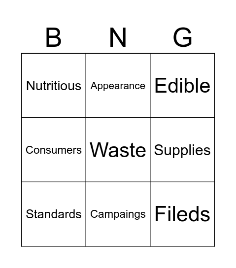 Unit 6 Bingo Card