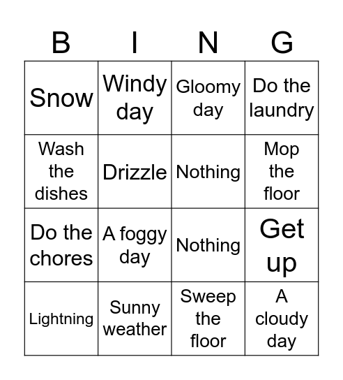 Weather basic 2 - 4AB Bingo Card