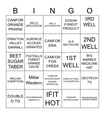 Borealis Bingo Card