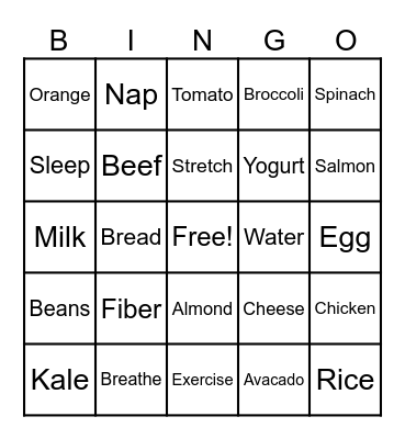 Bingo_Health Bingo Card