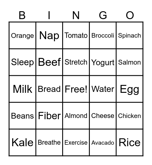 Bingo_Health Bingo Card