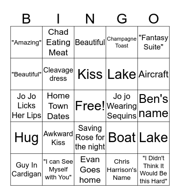 BACHELORETTE JO JO Bingo Card