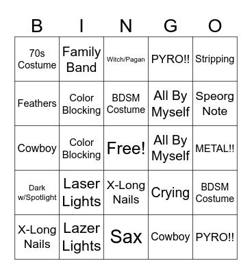 Eurovision Final! Bingo Card