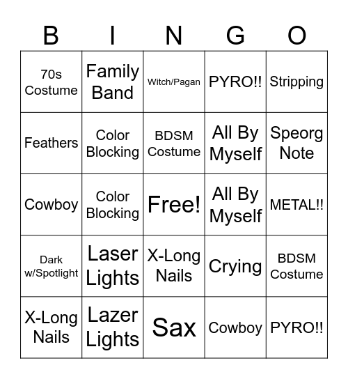 Eurovision Final! Bingo Card