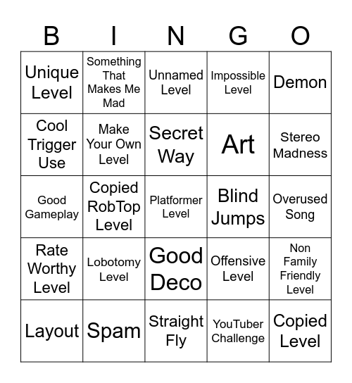 GD Bingo Card