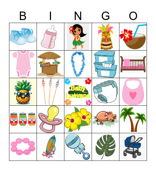 Baby Luau Bingo Card