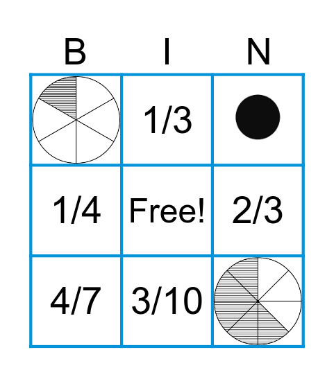 Fraction Bingo Card