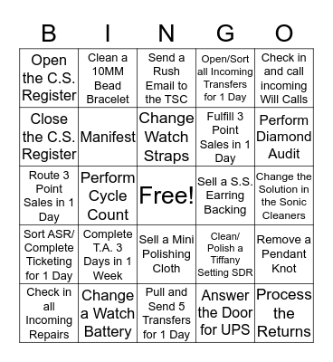 Store 5 Operations Bingo! Bingo Card