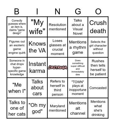 Kat's Stream Bingo Card