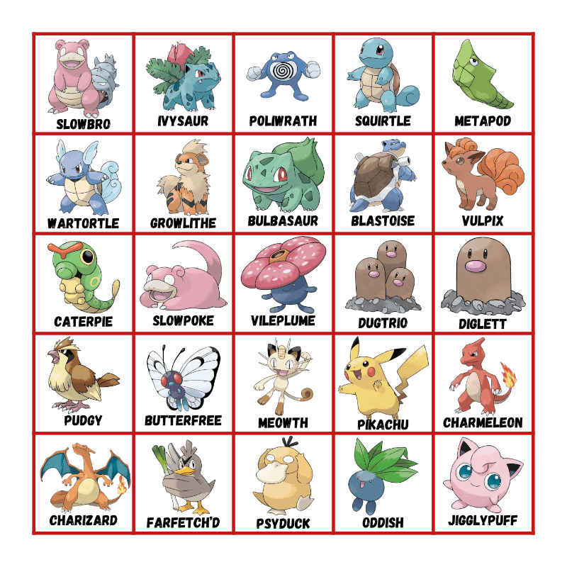 POKEMON BINGO Card