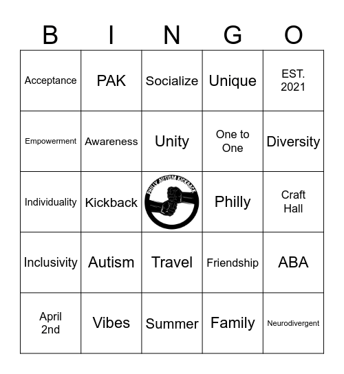 P.A.K Social Bingo Card