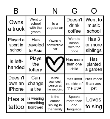 <3     MINGLE B-I-N-G-O    <3 Bingo Card