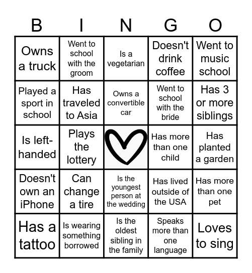 <3     MINGLE B-I-N-G-O    <3 Bingo Card