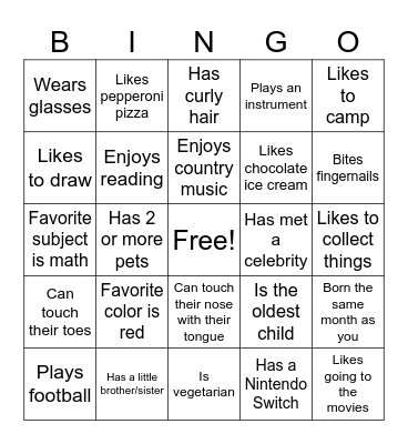 Human Bingo Card