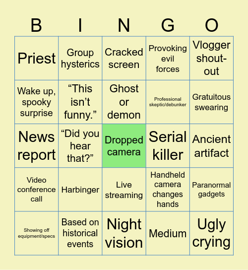 Found Footage 4 Life Bingo Card