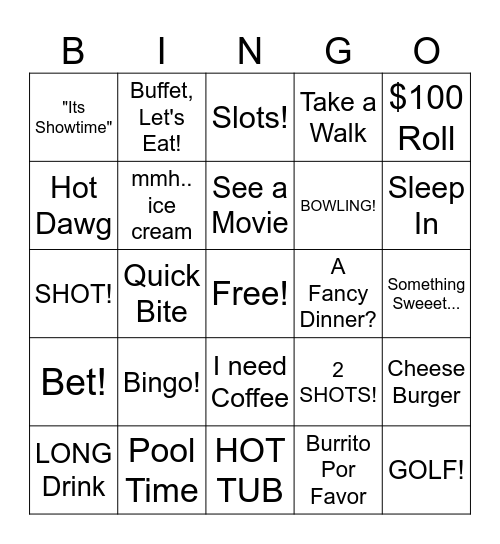 Vegas 2024 Bingo Card