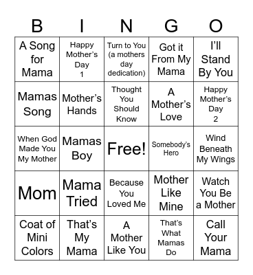HAPPY MOTHERS DAY Bingo Card