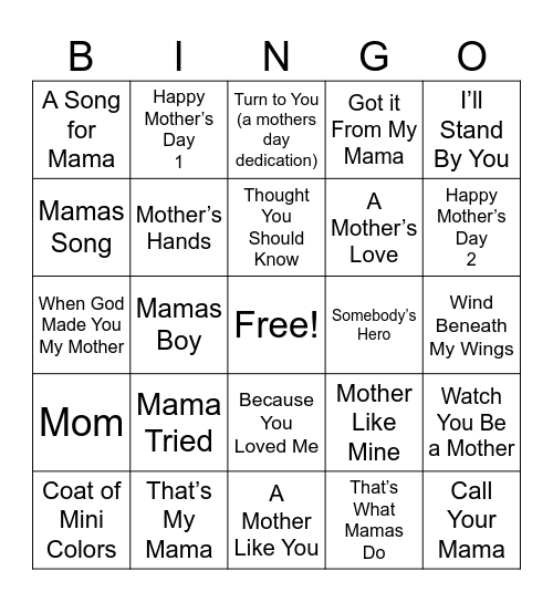 HAPPY MOTHERS DAY Bingo Card