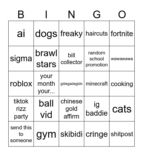 insta bingo Card