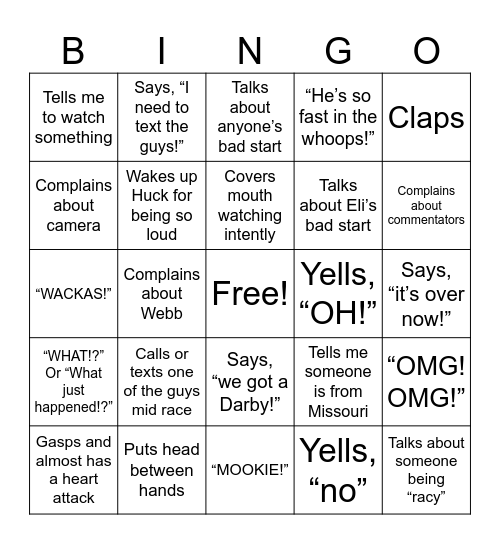 Mickey Supercross Bingo Card