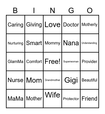 Mother's Day Bingo Card