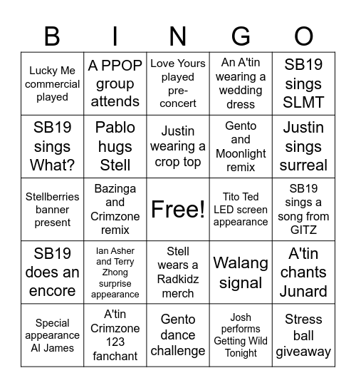 Test Bingo Card