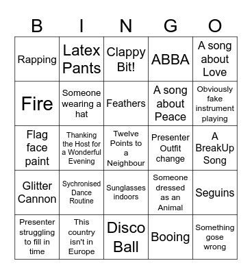 Eurovision 2024 II Bingo Card