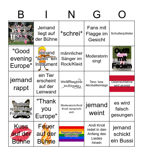 ESC 2024 Bingo Card