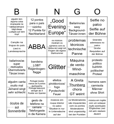 Eurovision 2024 Bingo Card