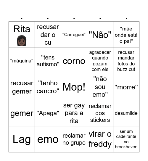 Mop Bingo Card