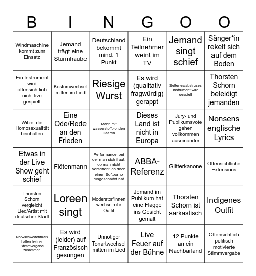 ESC Bingo Card