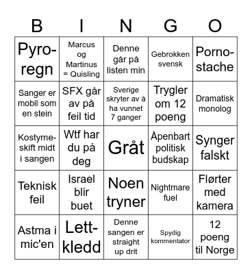 MGP junior senior 24 Bingo Card
