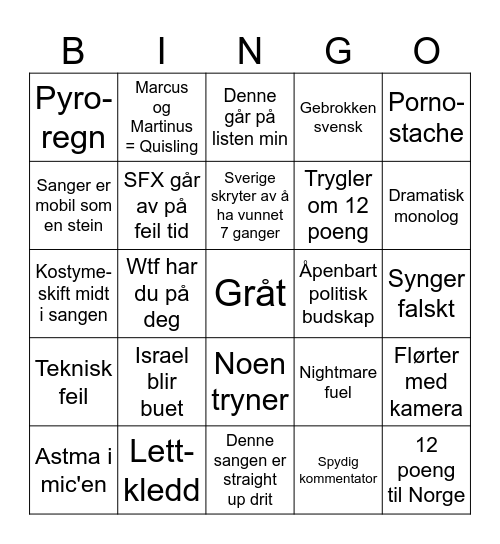 MGP junior senior 24 Bingo Card