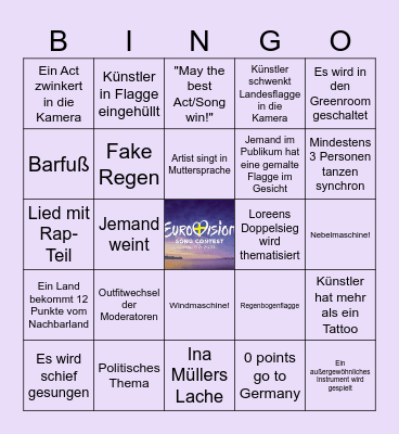 Eurovision Song Contest 2024 Bingo! Bingo Card