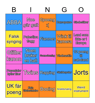 EUROVISION 2024 Bingo Card