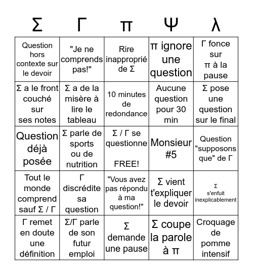 Info théorique Bingo Card