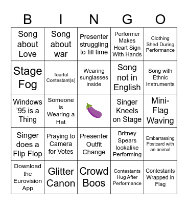 Eurovision 2024 Bingo Card