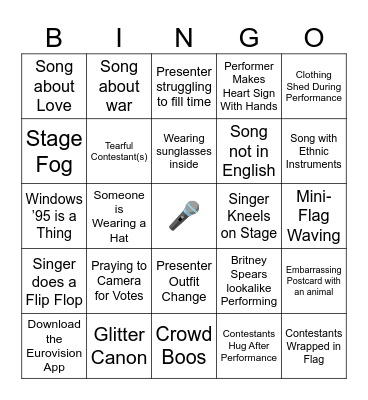 Eurovision 2024 Bingo Card